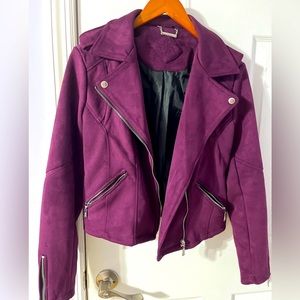 JouJou purple cropped swade jacket, size M, never worn
